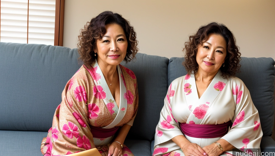 related ai porn images free for One Sexy Face Japanese Kimono Bright Lighting Detailed Beautiful Soft + Warm Couch Thick 50s Curly Hair Milf Front View