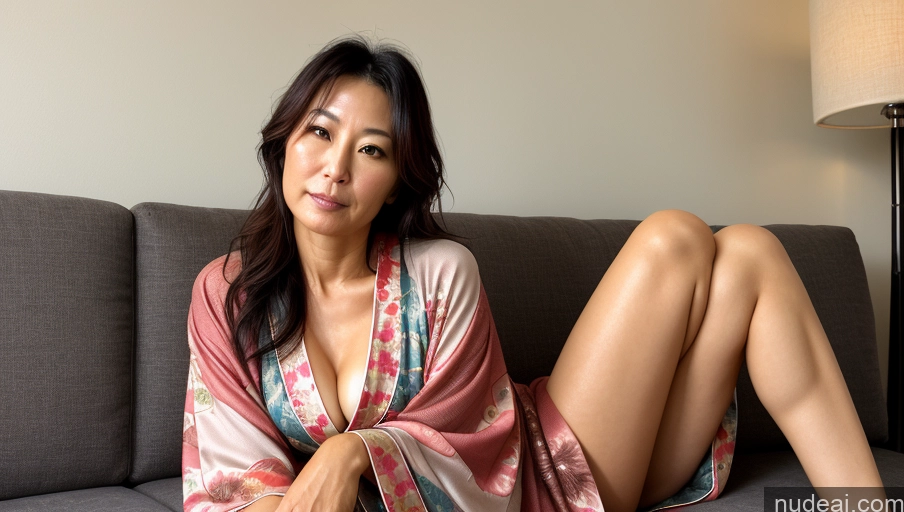 related ai porn images free for Sexy Face Kimono Bright Lighting Detailed Soft + Warm Couch Front View Woman Messy One 40s Japanese