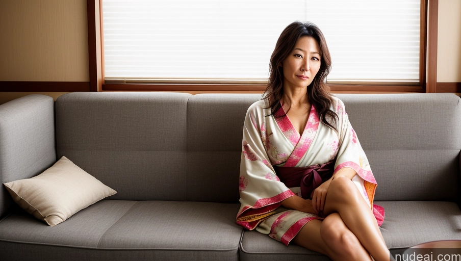 related ai porn images free for Sexy Face Kimono Bright Lighting Detailed Soft + Warm Couch Front View Woman Messy One 40s Japanese