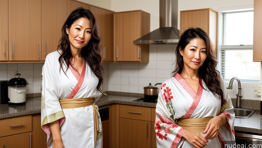 related ai porn images free for Sexy Face Kimono Bright Lighting Detailed Soft + Warm Front View Woman Messy One 40s Japanese Kitchen