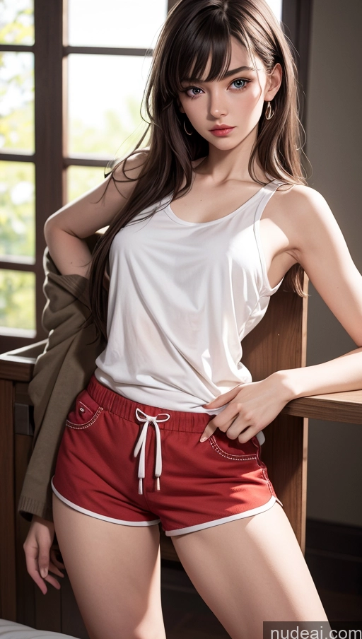 related ai porn images free for Close-up View Tank Top Pajamas Short Shorts 18 Fairer Skin Skinny Brunette Small Tits Bangs Harem Pants