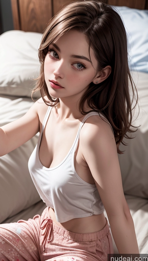 related ai porn images free for Close-up View Tank Top Pajamas 18 Fairer Skin Skinny Brunette Small Tits Bangs Harem Pants