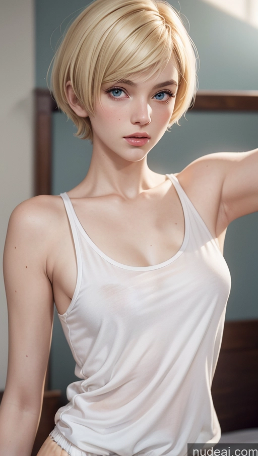 related ai porn images free for Close-up View Tank Top Pajamas 18 Fairer Skin Skinny Small Tits Blonde Short Hair