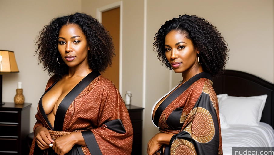 related ai porn images free for Woman One 40s Sexy Face Curly Hair Film Photo Bedroom Front View Kimono Detailed African