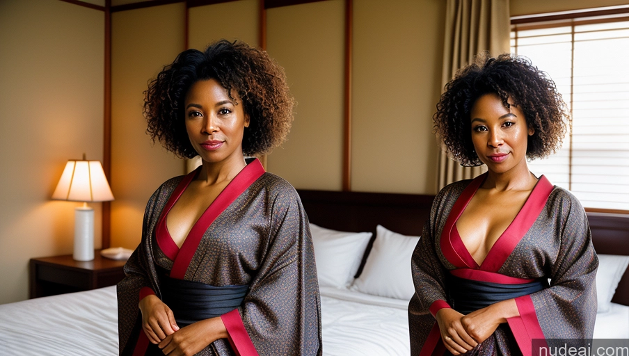 related ai porn images free for Woman One 40s Sexy Face Curly Hair Film Photo Bedroom Front View Kimono Detailed Black