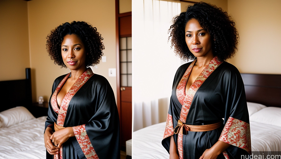 related ai porn images free for Woman One 40s Sexy Face Curly Hair Film Photo Bedroom Front View Kimono Detailed Black