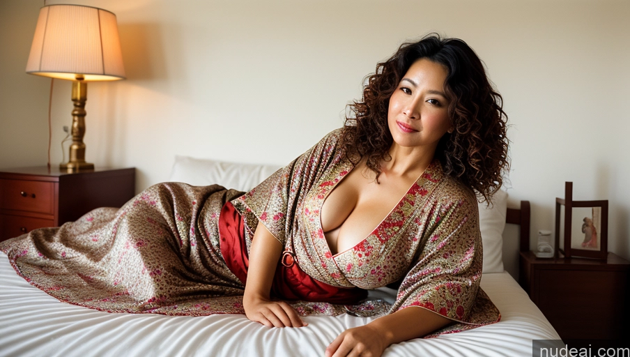 related ai porn images free for Woman One 40s Sexy Face Film Photo Bedroom Front View Kimono Detailed Vietnamese Curly Hair