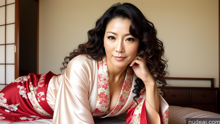 related ai porn images free for Woman One 40s Sexy Face Film Photo Bedroom Front View Kimono Detailed Curly Hair Japanese Angel