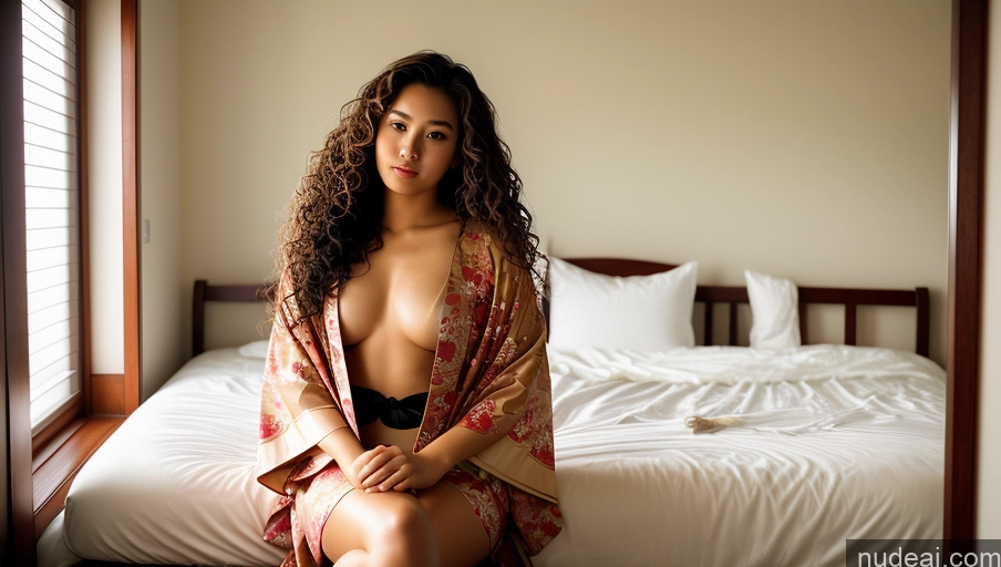 related ai porn images free for Woman One Sexy Face Film Photo Bedroom Front View Kimono Detailed Curly Hair Angel 18 Filipina