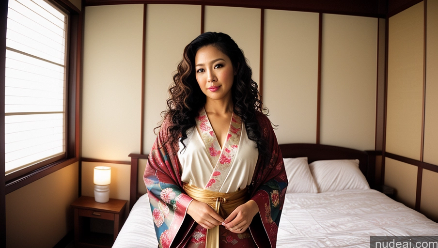 related ai porn images free for Woman One Sexy Face Film Photo Bedroom Front View Kimono Detailed Curly Hair Angel Filipina 30s
