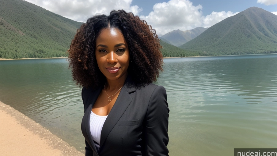related ai porn images free for Woman One Sexy Face Front View Curly Hair Thick 40s Soft + Warm Lake African Stylish Suit