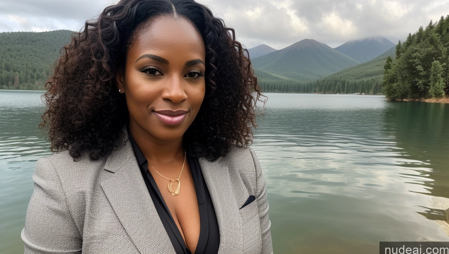 related ai porn images free for Woman One Sexy Face Front View Curly Hair Thick 40s Soft + Warm Lake African Suit