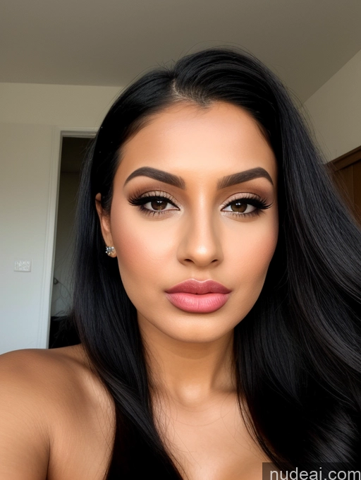 related ai porn images free for Woman Beautiful Perfect Body Bright Lighting Black Hair 20s Perfect Boobs Cleavage Long Hair Close-up View Dress Latex Pouting Lips Indian Small Tits