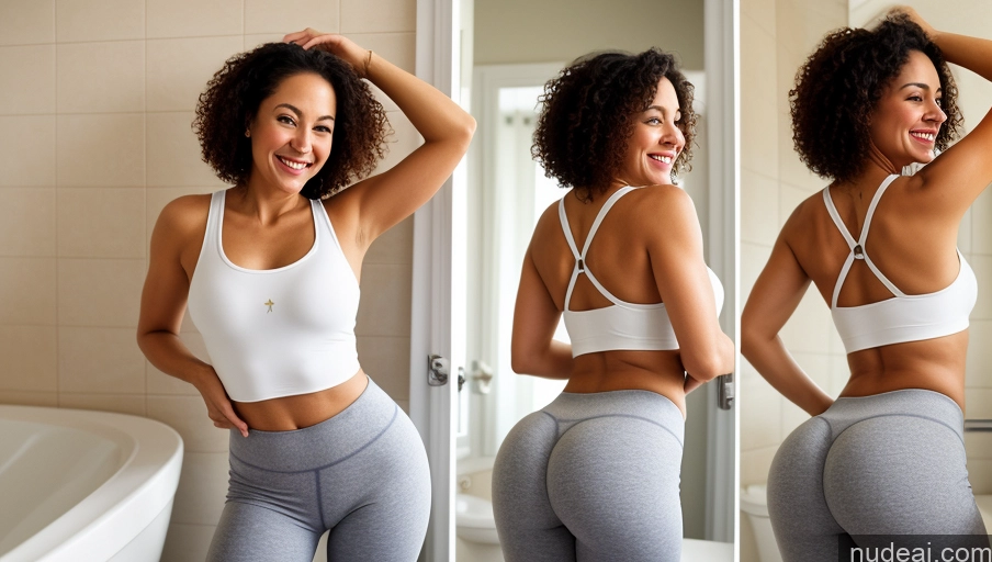 related ai porn images free for Woman One Small Tits Small Ass Thick 70s Happy White Hair Curly Hair White Film Photo Bathroom Tank Top Yoga Pants