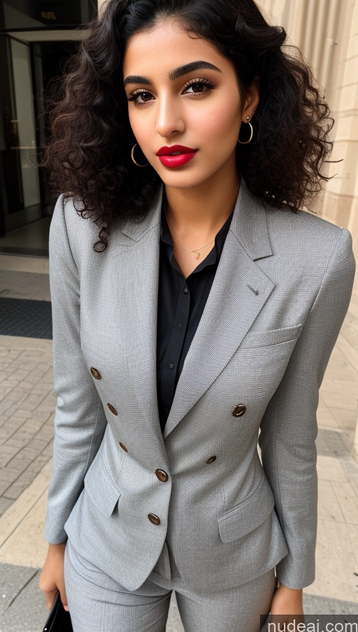 related ai porn images free for Woman One Lipstick Beautiful Perfect Body 18 Sexy Face Black Hair Arabic Front View Detailed Curly Hair Street Suit