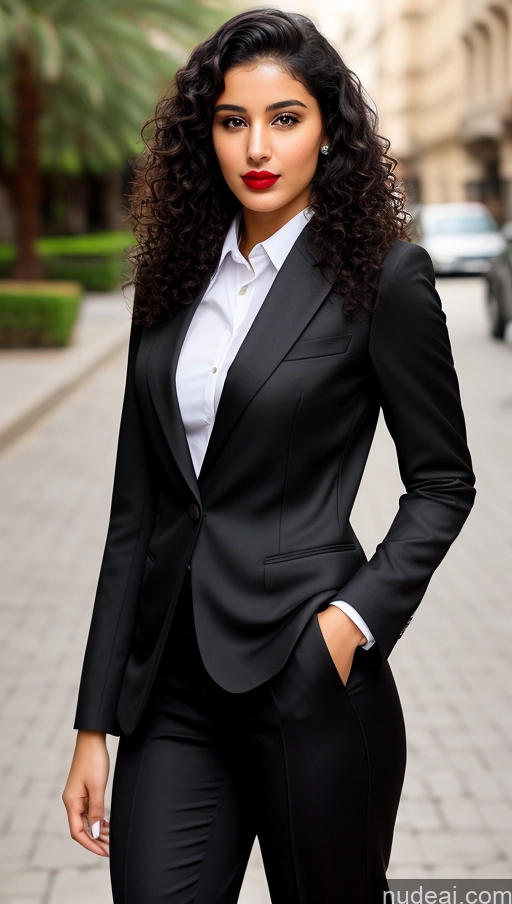 related ai porn images free for Woman One Lipstick Beautiful Perfect Body 18 Sexy Face Black Hair Arabic Front View Detailed Curly Hair Street Suit