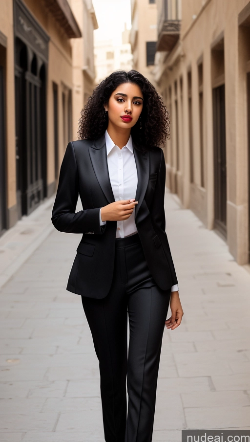 related ai porn images free for Woman One Lipstick Beautiful Perfect Body 18 Sexy Face Black Hair Arabic Front View Detailed Curly Hair Street Suit
