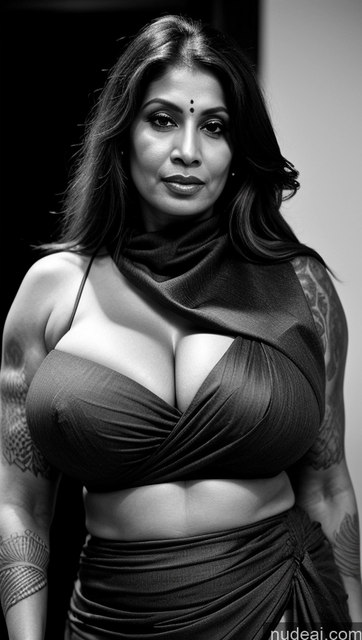related ai porn images free for Milf Huge Boobs Beautiful Tattoos Big Ass Thick Big Hips Tall Dark Skin 60s Seductive Indian Close-up View Cleavage Detailed Sexy Face Hell Sari Ginger Muscular Black And White