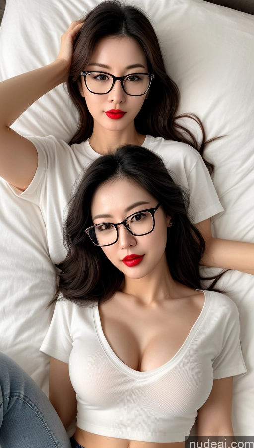 related ai porn images free for Woman One Small Tits Beautiful Glasses Lipstick Abs Perfect Body Fairer Skin 20s Black Hair Messy Jeans Shirt Korean