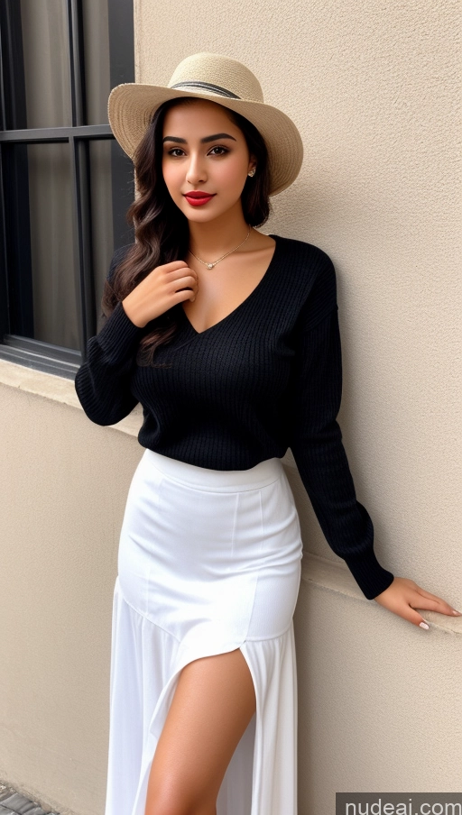 related ai porn images free for Woman One Busty Beautiful Lipstick Perfect Body 18 Sexy Face Black Hair Ponytail Arabic Hat Detailed Long Skirt Chemise Sweater Street Close-up View