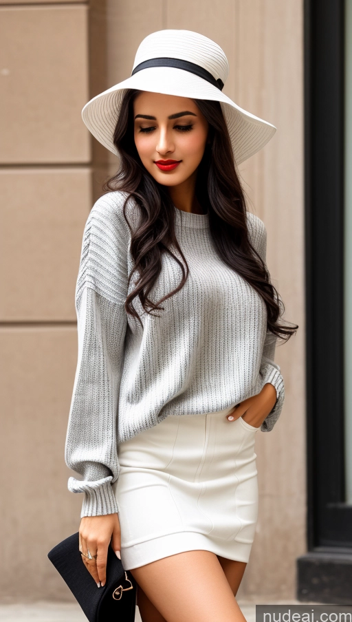 related ai porn images free for Woman One Busty Beautiful Lipstick Perfect Body 18 Sexy Face Black Hair Ponytail Arabic Hat Detailed Long Skirt Chemise Sweater Street Close-up View