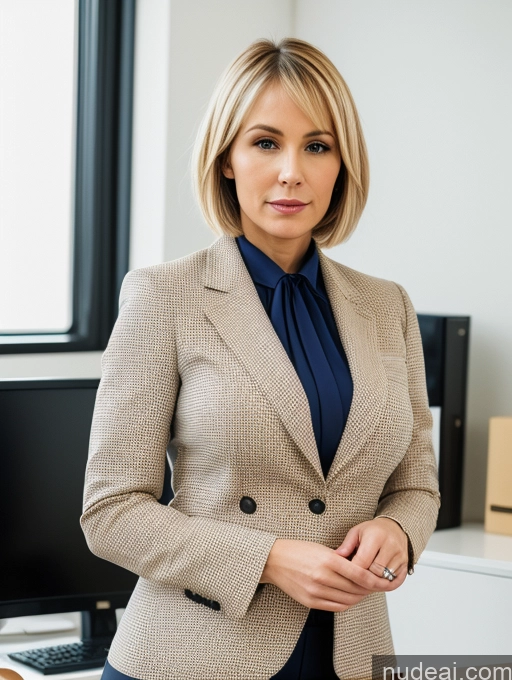 related ai porn images free for 40s Warm Anime Front View Bright Lighting Perfect Boobs Beautiful Blonde Jacket Woman British Serious Bobcut Suit Traditional Professor Perfect Body Office