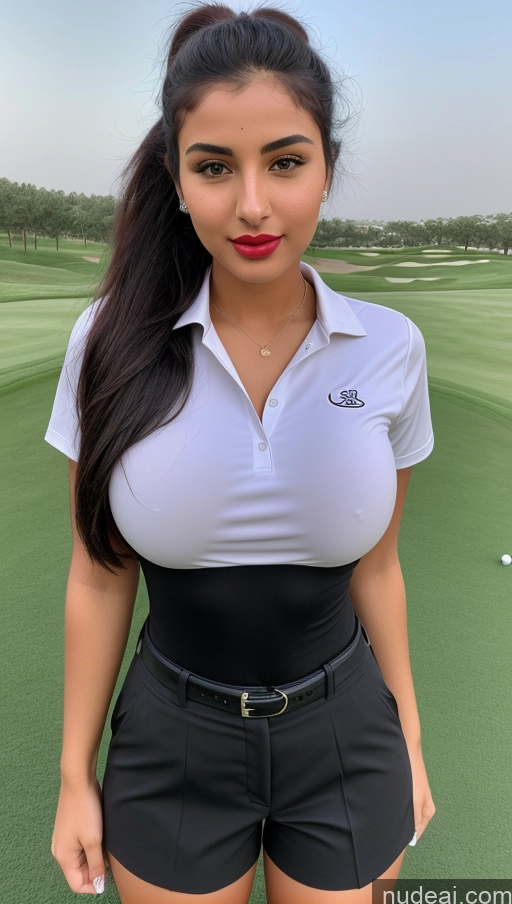 related ai porn images free for Woman One Busty Beautiful Lipstick Perfect Body 18 Sexy Face Black Hair Ponytail Arabic Front View Detailed Golf