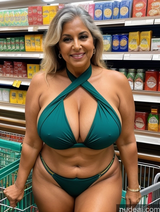 related ai porn images free for Milf One Busty Huge Boobs Thick Tanned Skin 80s Indian Grocery Front View Microkini Thong
