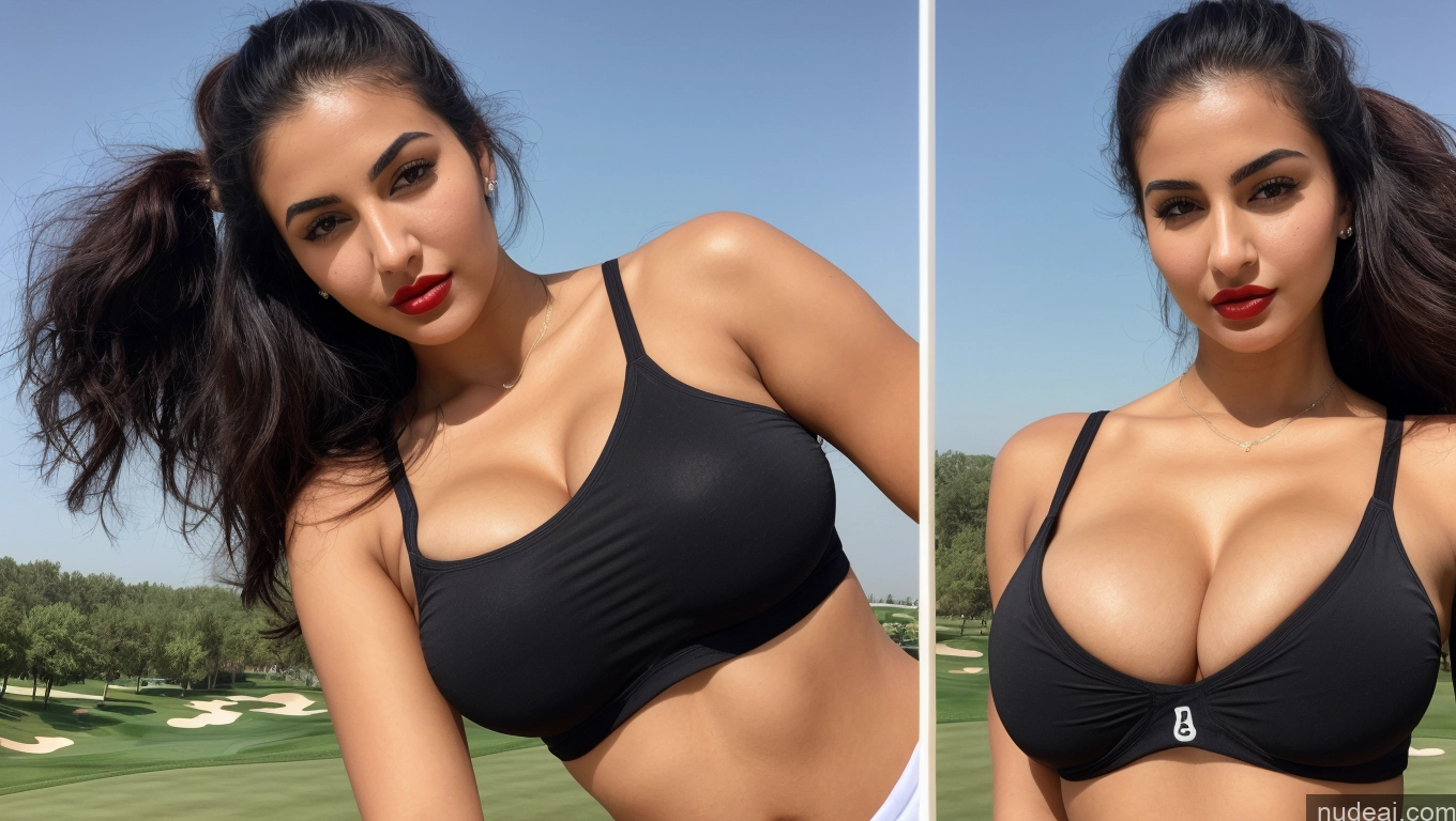related ai porn images free for Woman One Busty Perfect Boobs Perfect Body Lipstick 18 Sexy Face Black Hair Ponytail Arabic Front View Golf Detailed