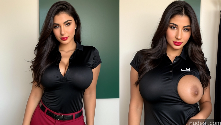 related ai porn images free for Woman One Busty Perfect Boobs Perfect Body 18 Sexy Face Black Hair Ponytail Arabic Front View Golf Detailed Lipstick