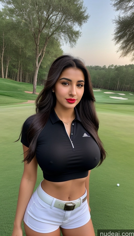 related ai porn images free for Woman One Busty Perfect Boobs Perfect Body 18 Sexy Face Black Hair Ponytail Arabic Front View Golf Detailed Lipstick