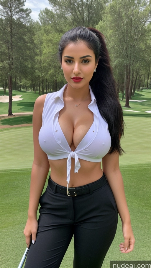 related ai porn images free for Woman One Busty Perfect Body 18 Sexy Face Black Hair Ponytail Arabic Front View Golf Detailed Lipstick