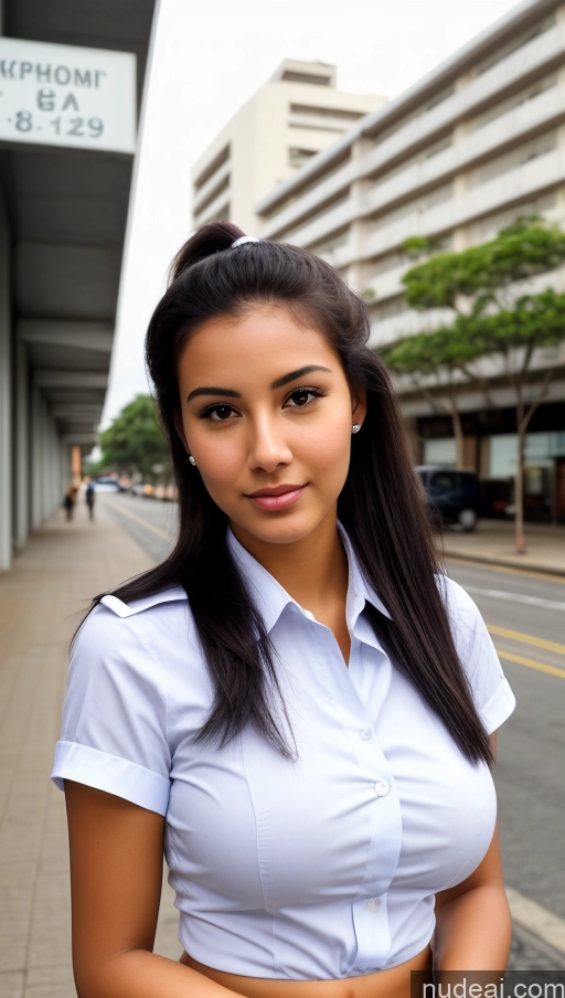 related ai porn images free for Woman One Busty Beautiful 18 Sexy Face Black Hair Ponytail Brazilian Street Front View Flight Attendant Detailed