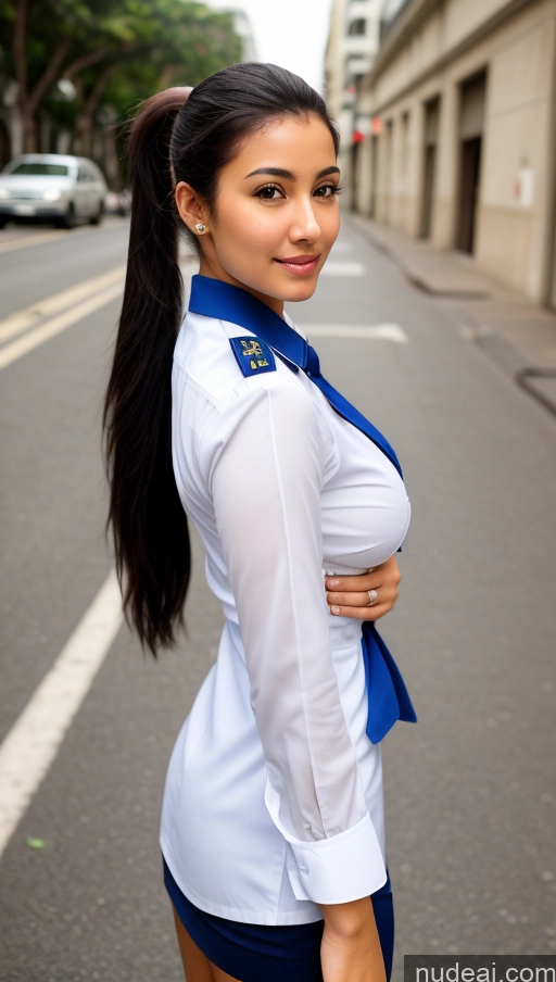 related ai porn images free for Woman One Busty Beautiful 18 Sexy Face Black Hair Ponytail Brazilian Street Front View Flight Attendant Detailed