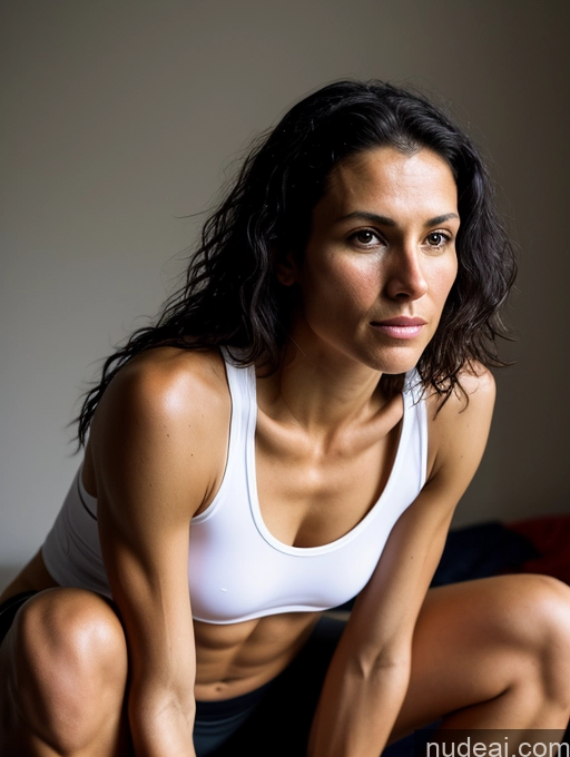 related ai porn images free for Athlete Skinny 40s Serious Black Hair Messy White Close-up View Squatting Traditional Cleavage Transparent Dark Lighting Detailed