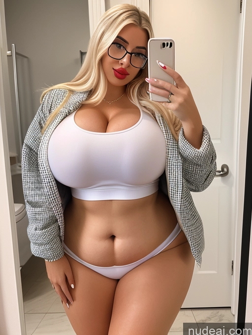 related ai porn images free for Bimbo Busty Huge Boobs Glasses Lipstick Big Ass Thick Chubby Fat Big Hips Short Bathroom Mirror Selfie Jacket Polo