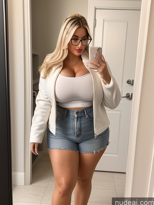 related ai porn images free for Bimbo Busty Huge Boobs Glasses Lipstick Big Ass Thick Chubby Fat Big Hips Short Bathroom Mirror Selfie Jacket Polo Detailed Jeans