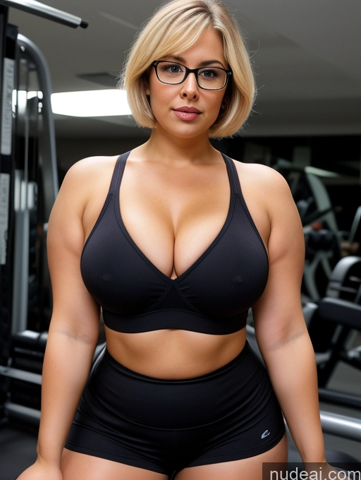 related ai porn images free for Seductive Busty Glasses Chubby 40s Short Hair Blonde Czech Dark Lighting Front View Sexy Face Fat Nude Detailed Gym Yoga Pants Undressing