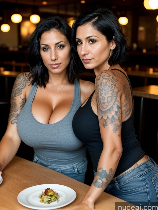 related ai porn images free for Two Woman Jewish Tank Top Jeans Cleavage Bright Lighting Huge Boobs Tanned Skin Tattoos Sad 30s Black Hair Bobcut Restaurant