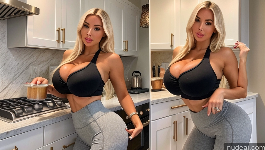 related ai porn images free for Huge Boobs Blonde Two Bimbo Yoga Pants Kitchen