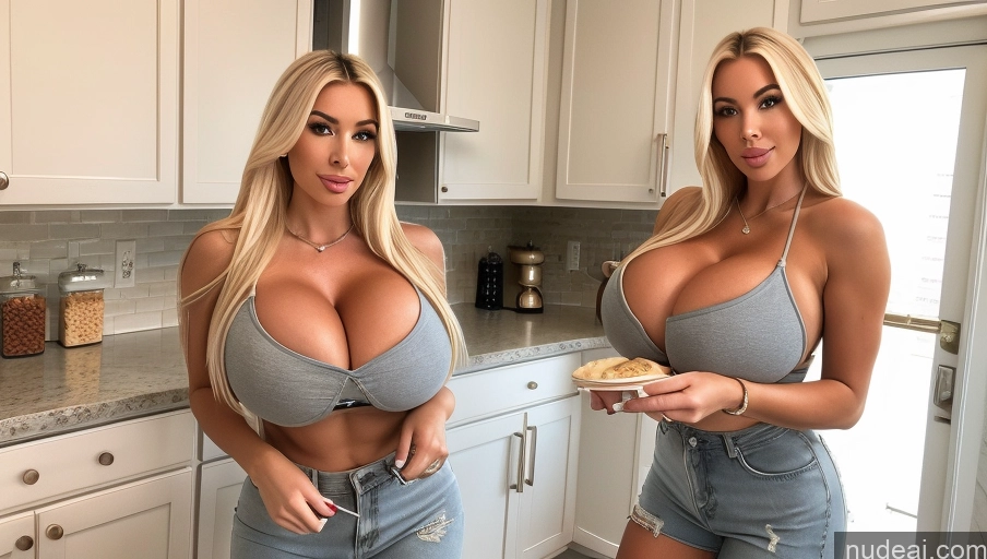 related ai porn images free for Huge Boobs Blonde Two Bimbo Kitchen Cleavage Casual