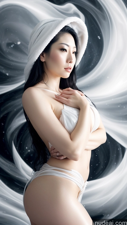 related ai porn images free for Woman Perfect Boobs Perfect Body Fairer Skin Big Hips 20s Japanese Surrealist One Black Hair Slicked Front View Bathrobe