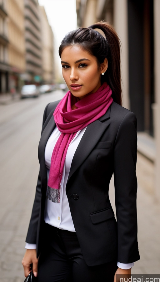 related ai porn images free for Woman One Busty Beautiful Perfect Boobs Perfect Body 18 Sexy Face Seductive Black Hair Ponytail Brazilian Street Suit Detailed Dress Jacket Scarf Shirt