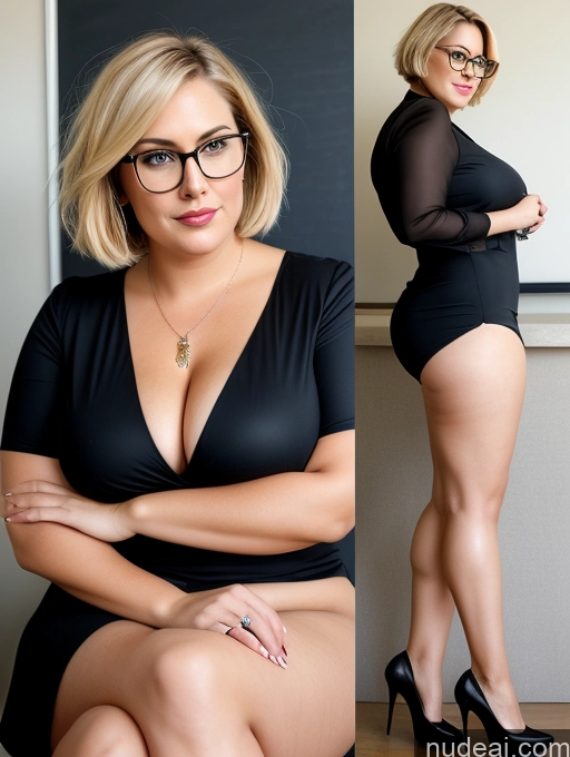 related ai porn images free for Busty 40s Blonde Short Hair Woman Glasses Chubby Fat Perfect Body Afingering Sexy Face German Front View Professor Teacher Shirt High Heels Blouse Jewelry Detailed