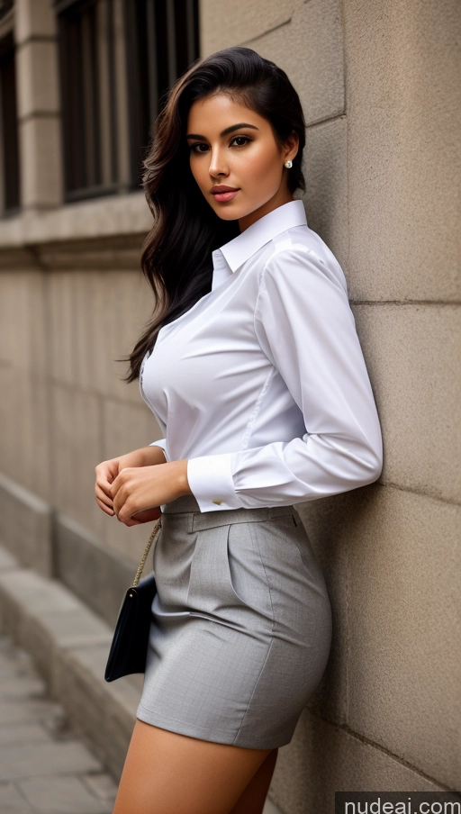 related ai porn images free for Woman Busty Beautiful Perfect Body 18 Seductive Sexy Face Black Hair Brazilian Street Front View Shirt Suit Jacket Stylish Chemise Detailed Ponytail Traditional