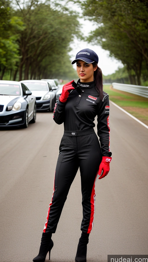related ai porn images free for Woman Busty Beautiful Perfect Body 18 Seductive Brazilian Front View Detailed Black Hair Ponytail Hat Street Polo Race Driver Gloves