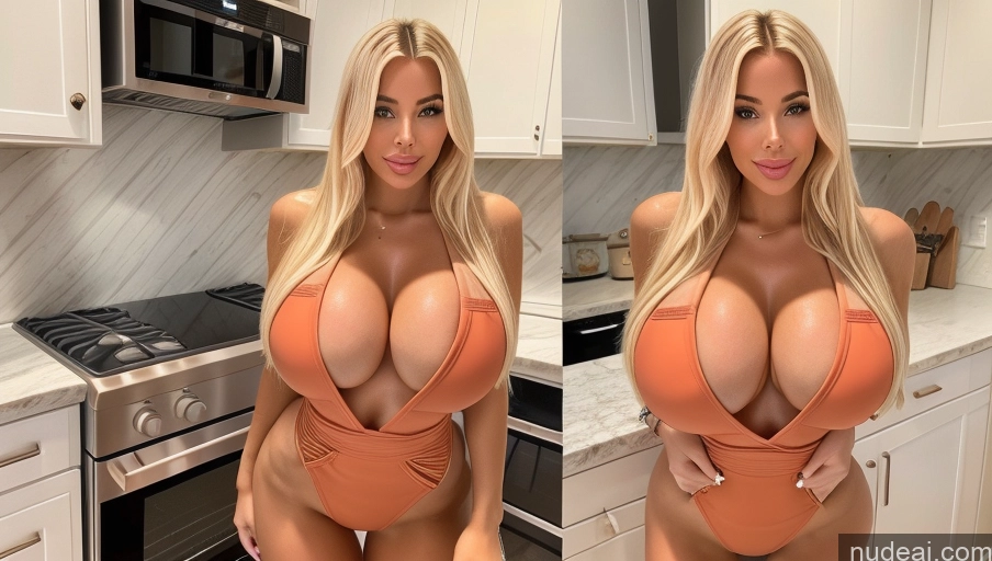 related ai porn images free for Huge Boobs Blonde Bimbo One Piece Swimsuit Two Kitchen