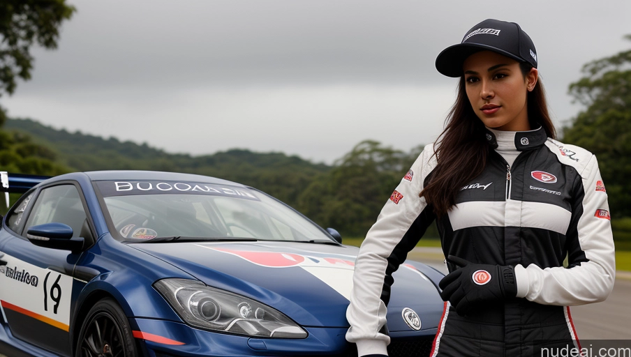 related ai porn images free for Woman Busty Beautiful Perfect Body 18 Seductive Brazilian Front View Detailed Black Hair Ponytail Hat Street Polo Race Driver Gloves Perfect Boobs