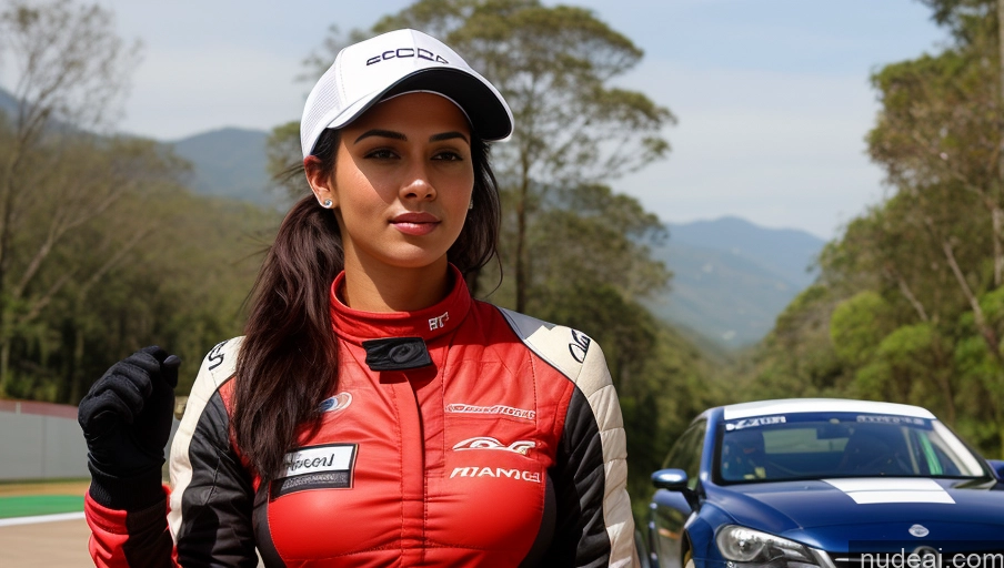 related ai porn images free for Woman Busty Beautiful Perfect Body 18 Seductive Brazilian Front View Detailed Black Hair Ponytail Hat Street Polo Race Driver Gloves Perfect Boobs One