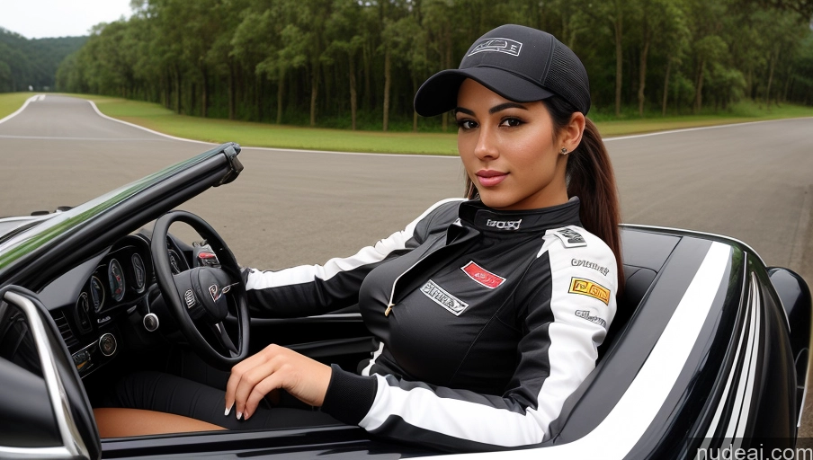 related ai porn images free for Woman Busty Beautiful Perfect Body 18 Seductive Brazilian Front View Detailed Black Hair Ponytail Hat Street Polo Race Driver Gloves Perfect Boobs One